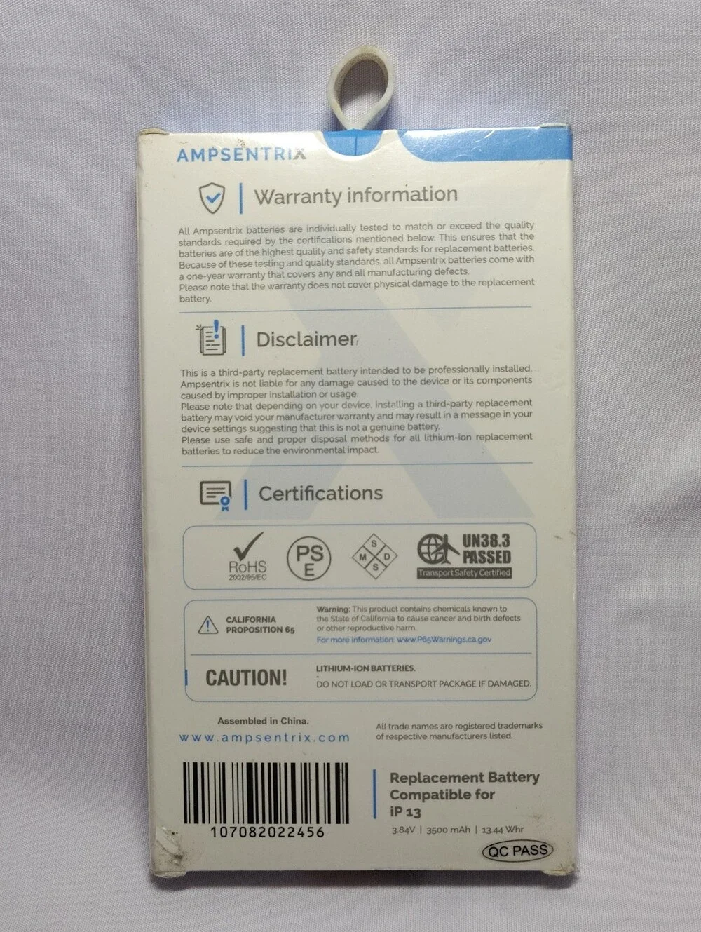 Replacement Battery Compatible For iPhone 13 (AmpSentrix Basic) ip 13